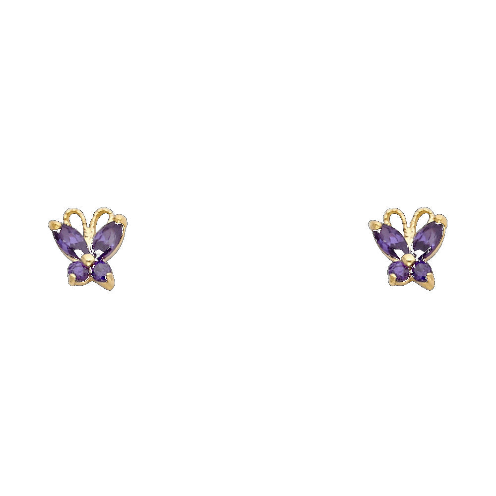 14K Yellow Gold Stud Earring & Solitaire Jewelry - ST264