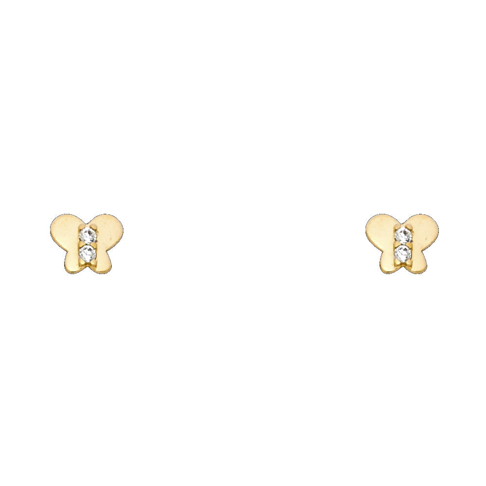 14K Yellow Gold Stud Earring & Solitaire Jewelry - ST265