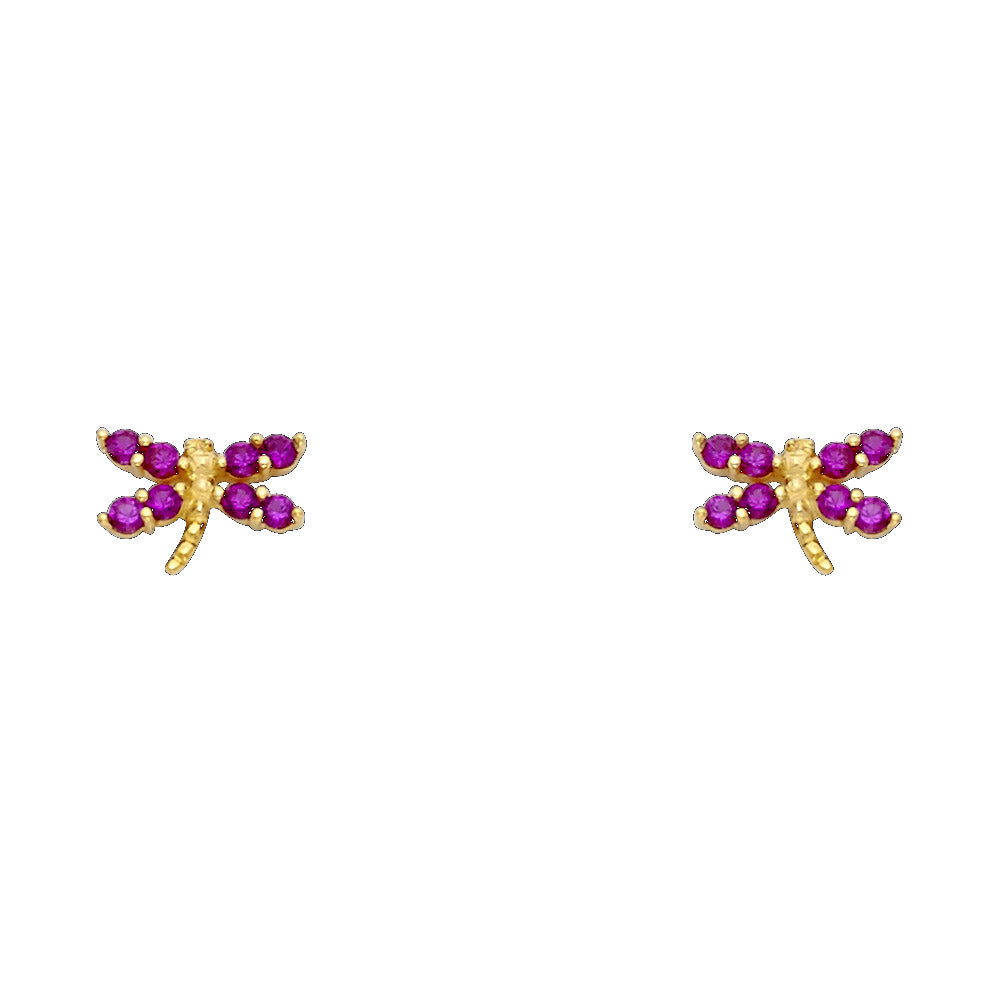 14K Yellow Gold Stud Earring & Solitaire Jewelry - ST267