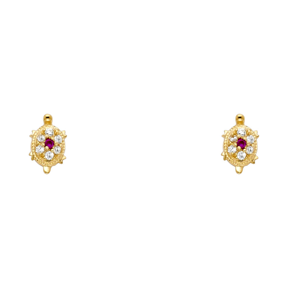 14K Yellow Gold Stud Earring & Solitaire Jewelry - ST268