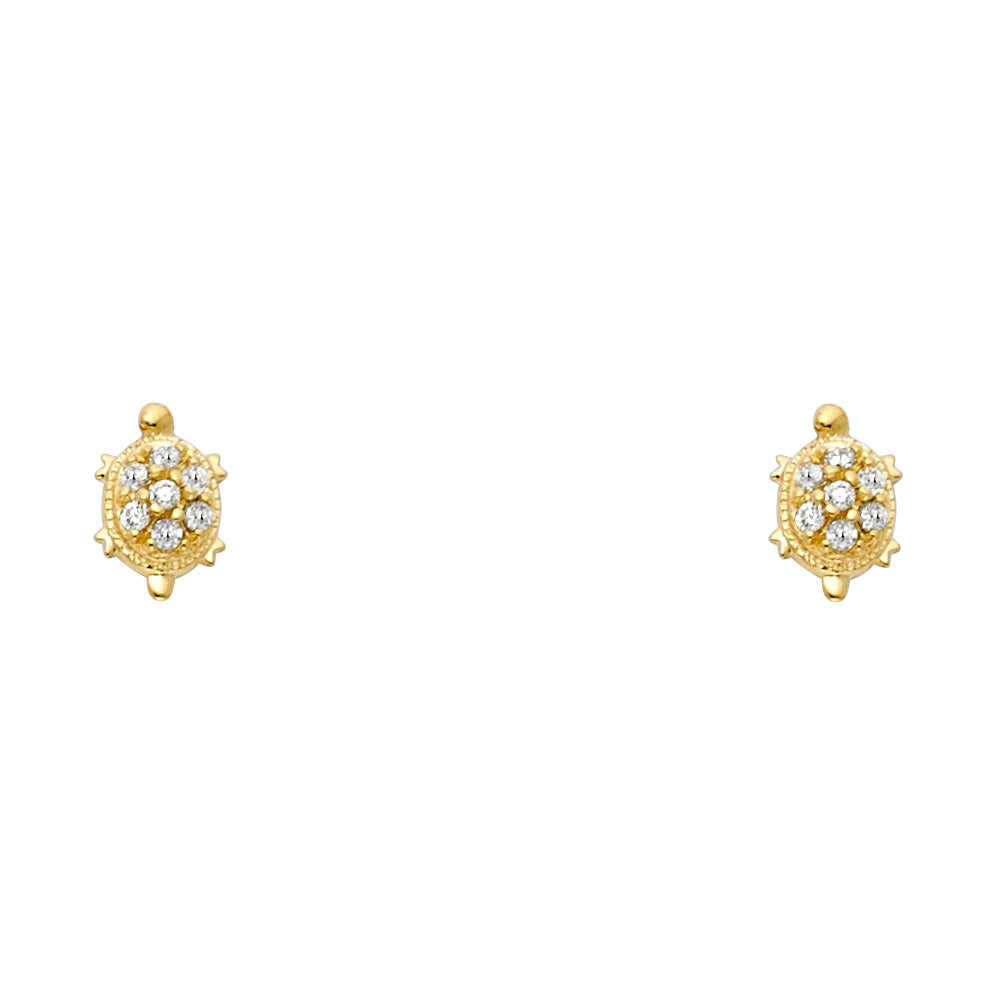 14K Yellow Gold Stud Earring & Solitaire Jewelry - ST269