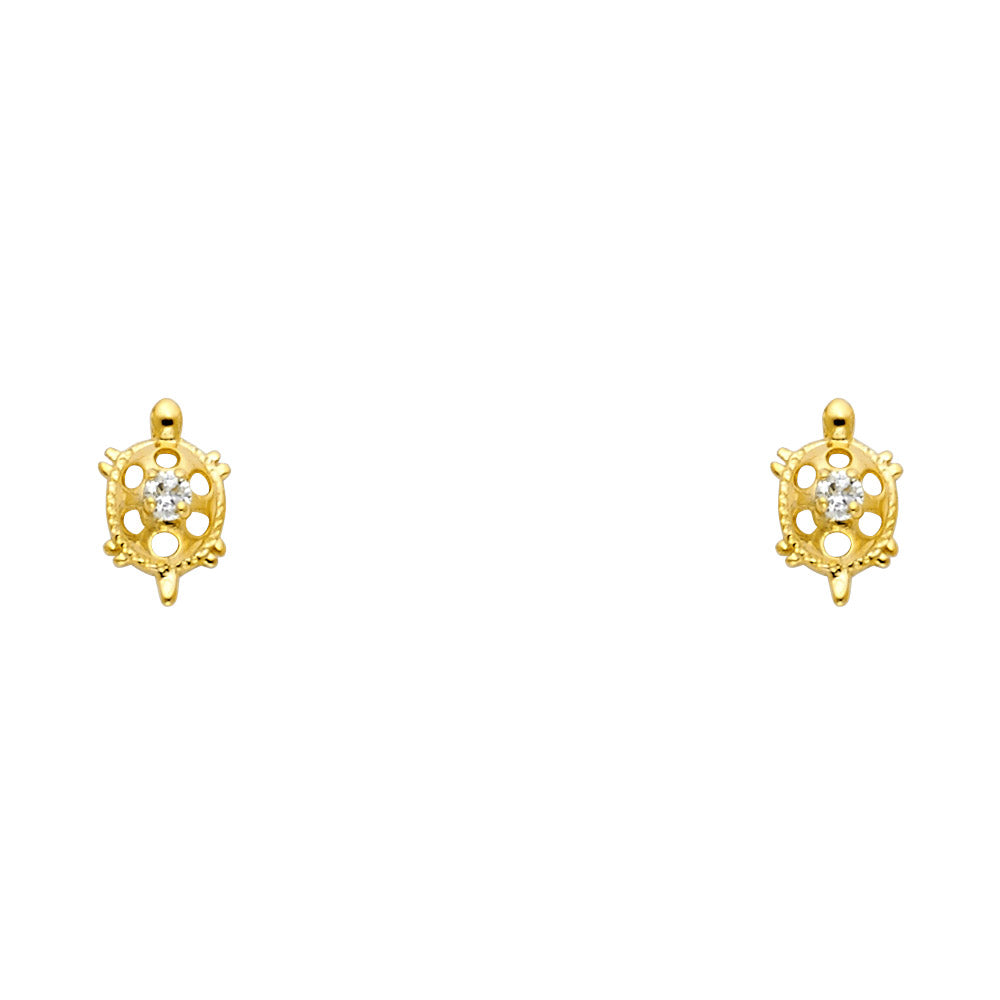 14K Yellow Gold Stud Earring & Solitaire Jewelry - ST270