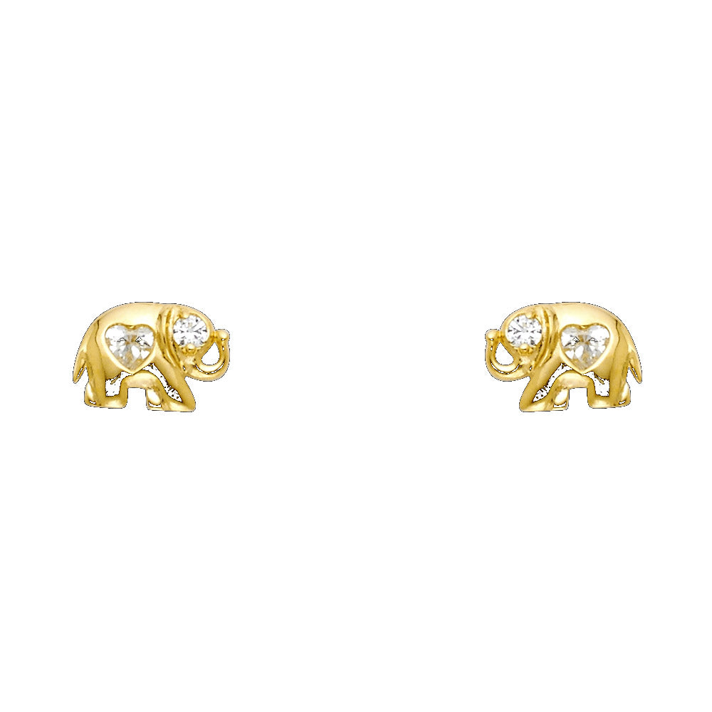 14K Yellow Gold Stud Earring & Solitaire Jewelry - ST273