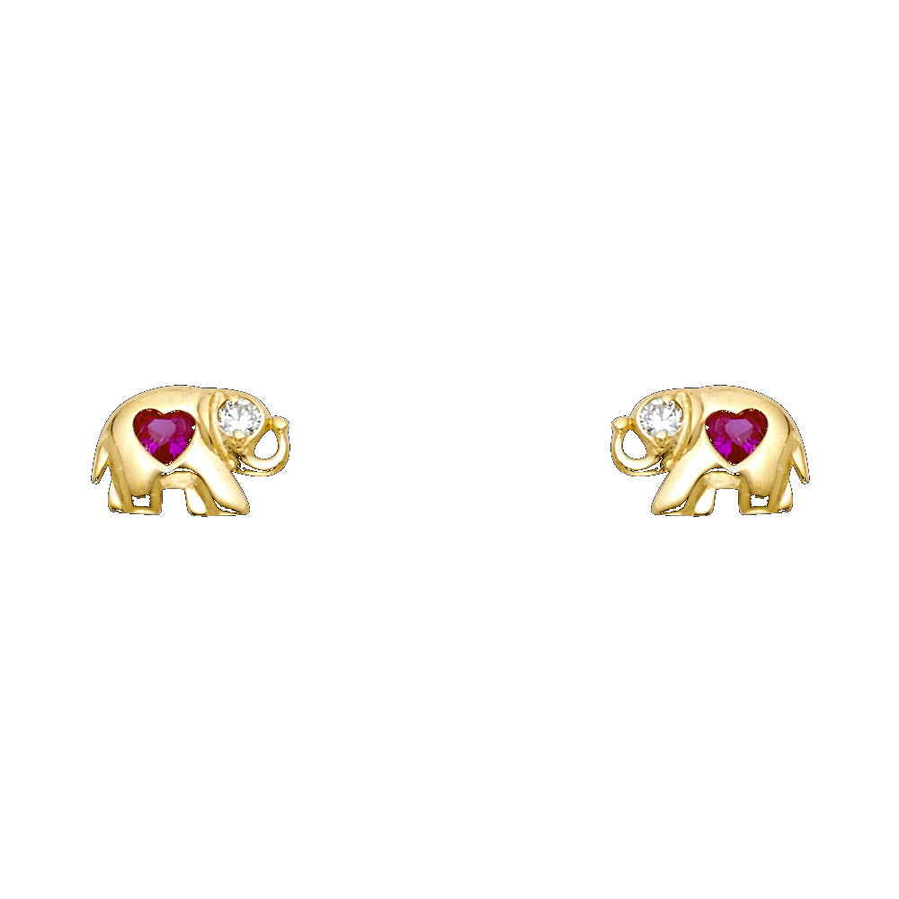 14K Yellow Gold Stud Earring & Solitaire Jewelry - ST274