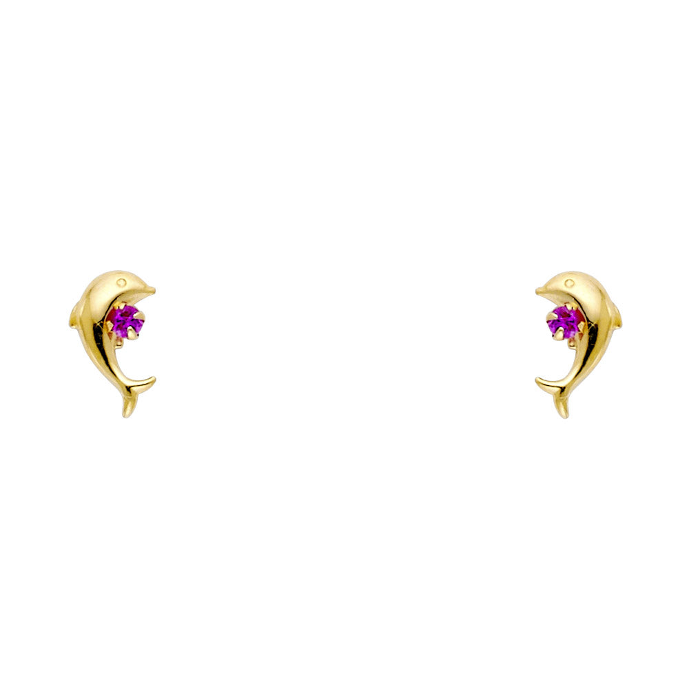 14K Yellow Gold Stud Earring & Solitaire Jewelry - ST281
