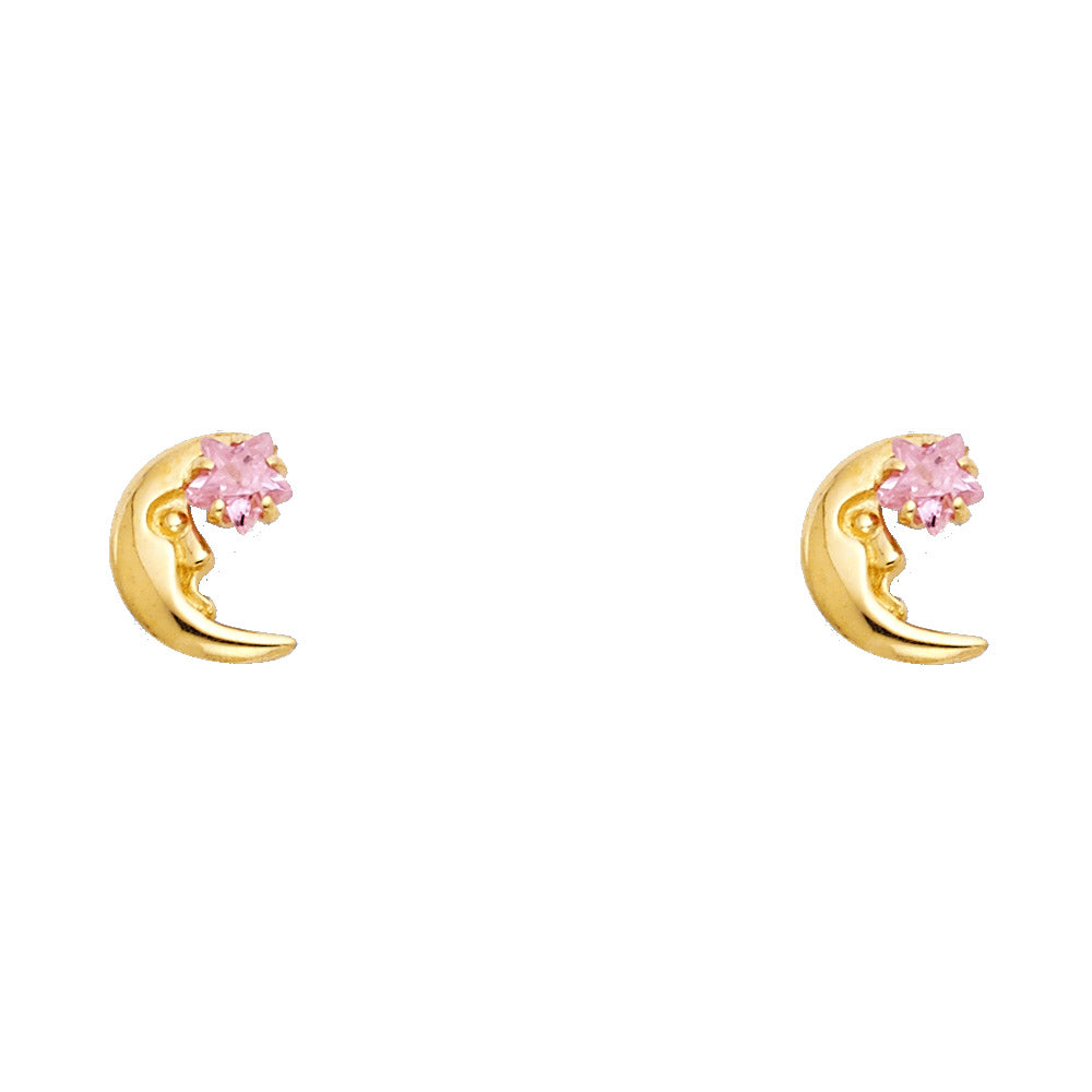 14K Yellow Gold Stud Earring & Solitaire Jewelry - ST292