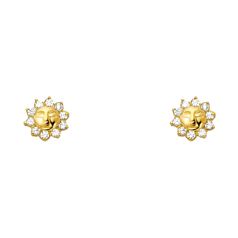14K Yellow Gold Stud Earring & Solitaire Jewelry - ST293