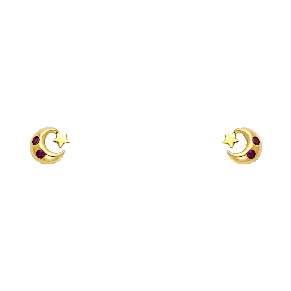 14K Yellow Gold Stud Earring & Solitaire Jewelry - ST296
