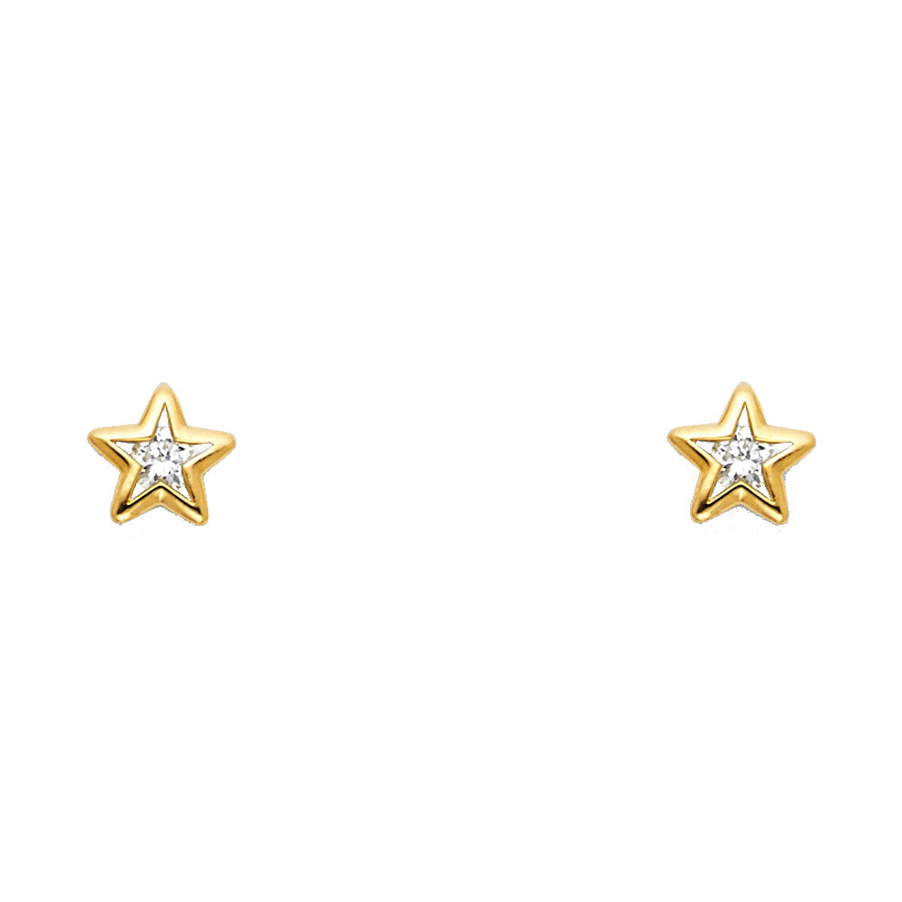 14K Yellow Gold Stud Earring & Solitaire Jewelry - ST298