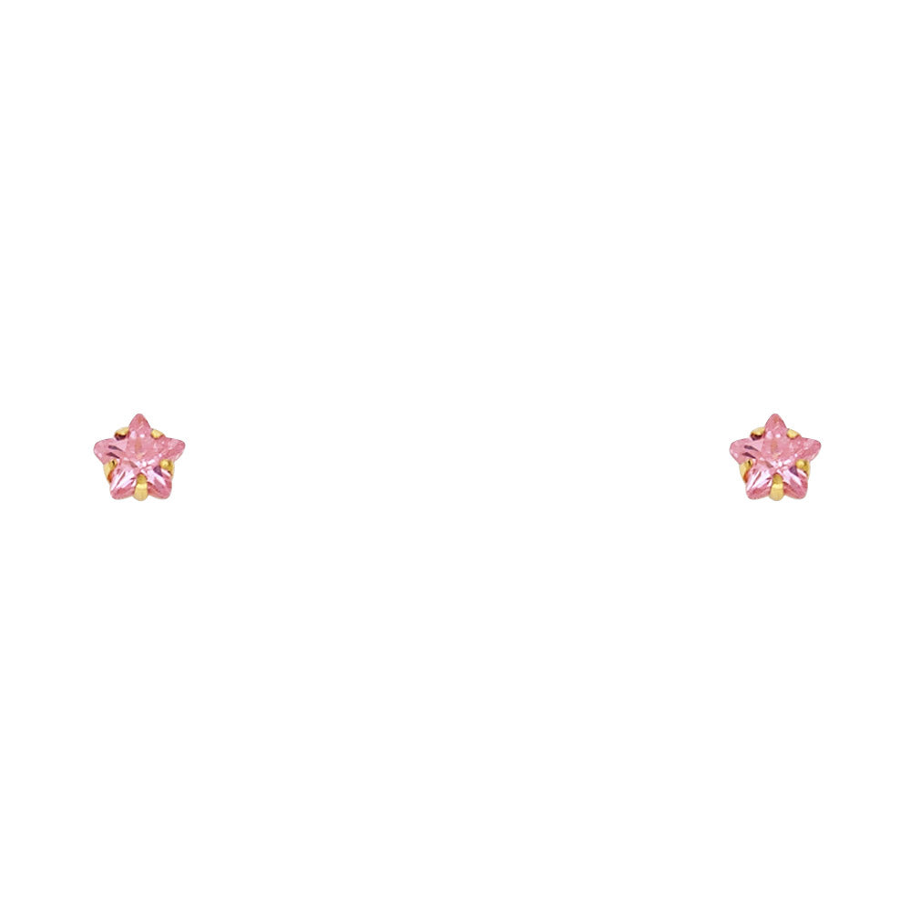 14K Yellow Gold Stud Earring & Solitaire Jewelry 3mm - ST305