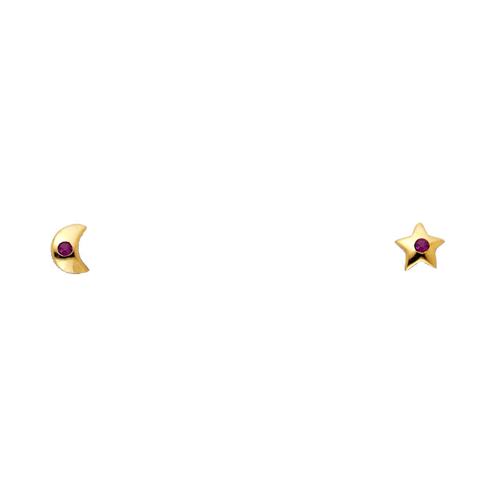 14K Yellow Gold Stud Earring & Solitaire Jewelry - ST307