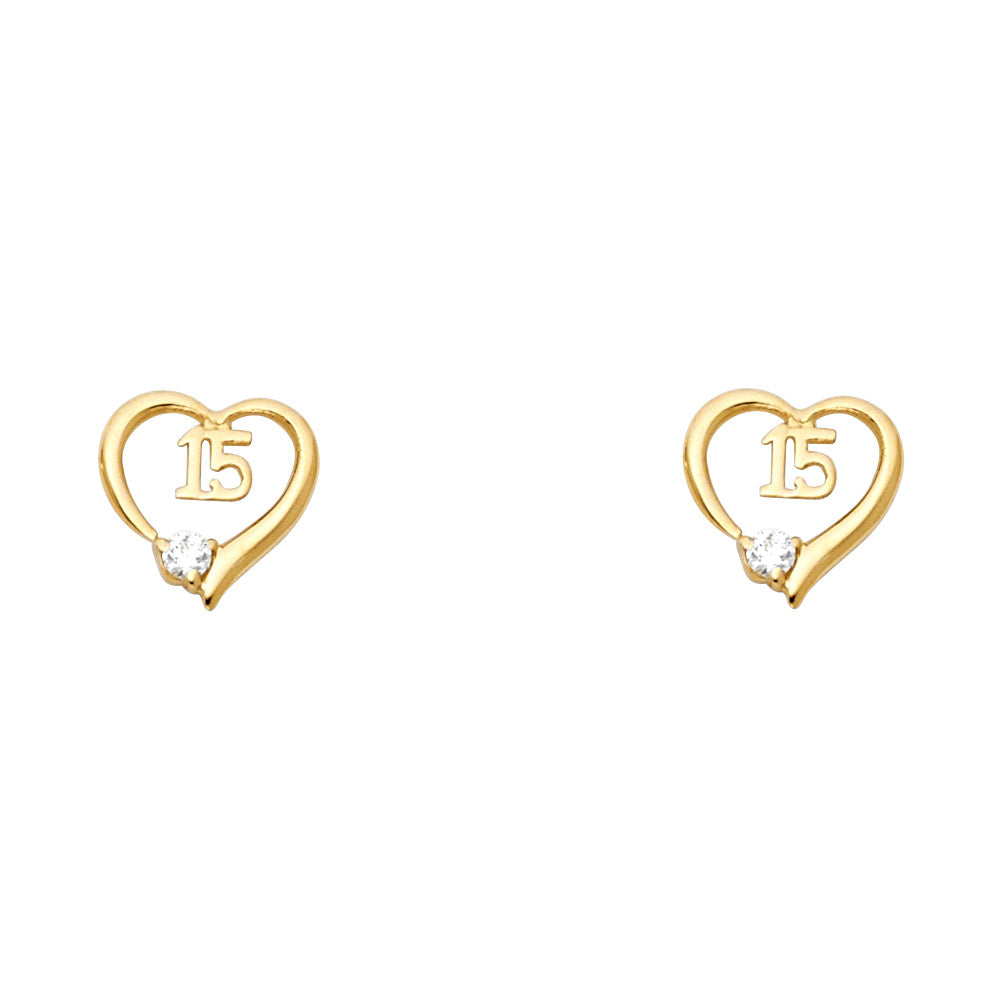 14K Yellow Gold Stud Earring & Solitaire Jewelry - ST312