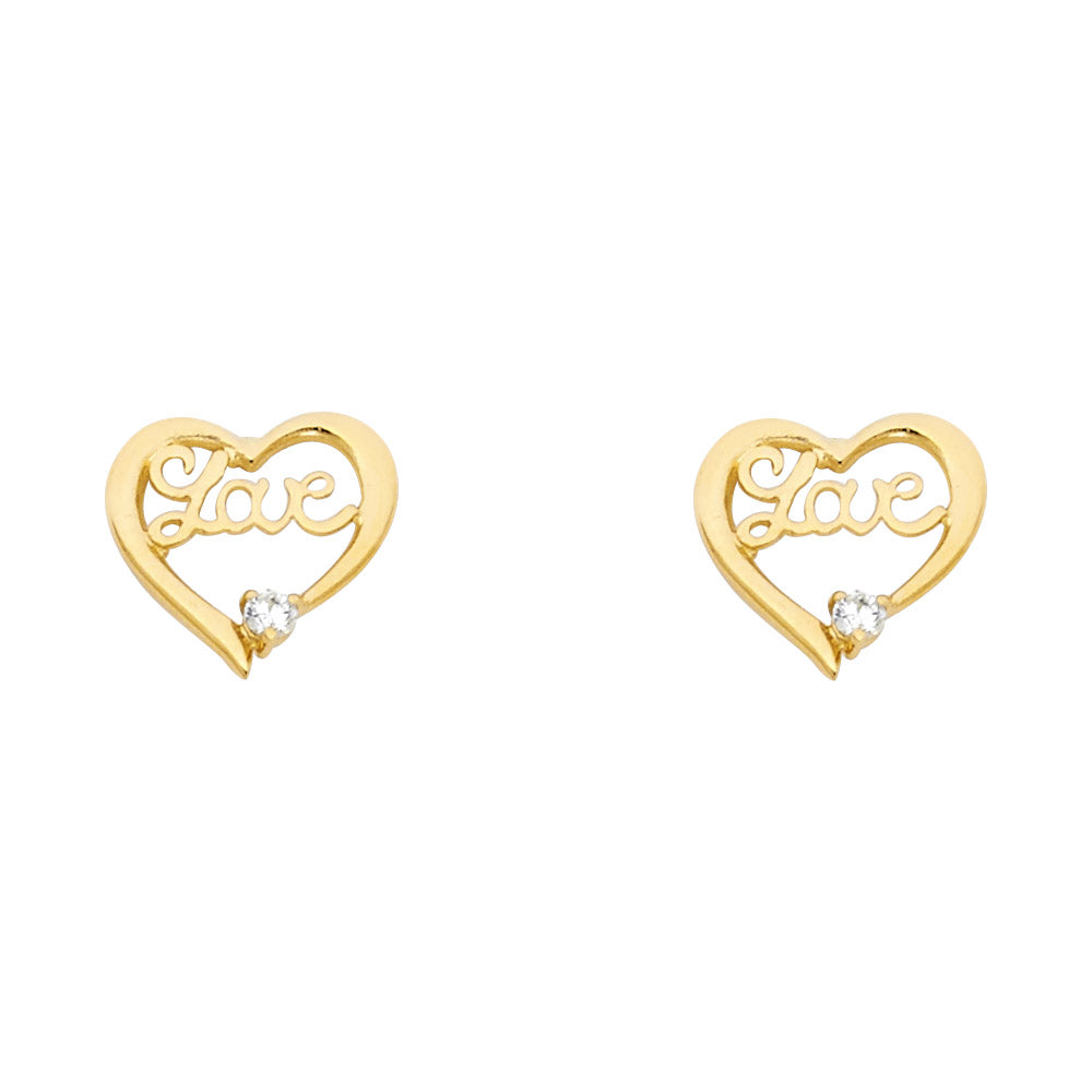14K Yellow Gold Stud Earring & Solitaire Jewelry - ST314