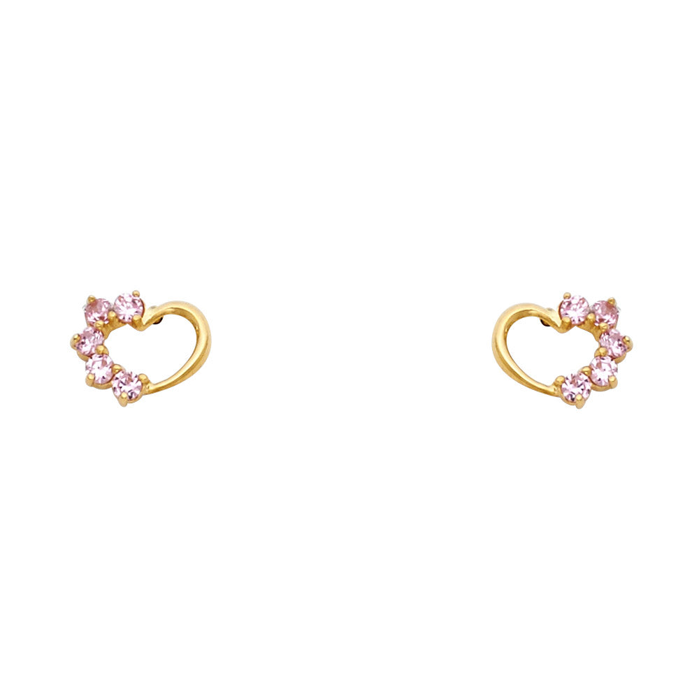 14K Yellow Gold Stud Earring & Solitaire Jewelry - ST316