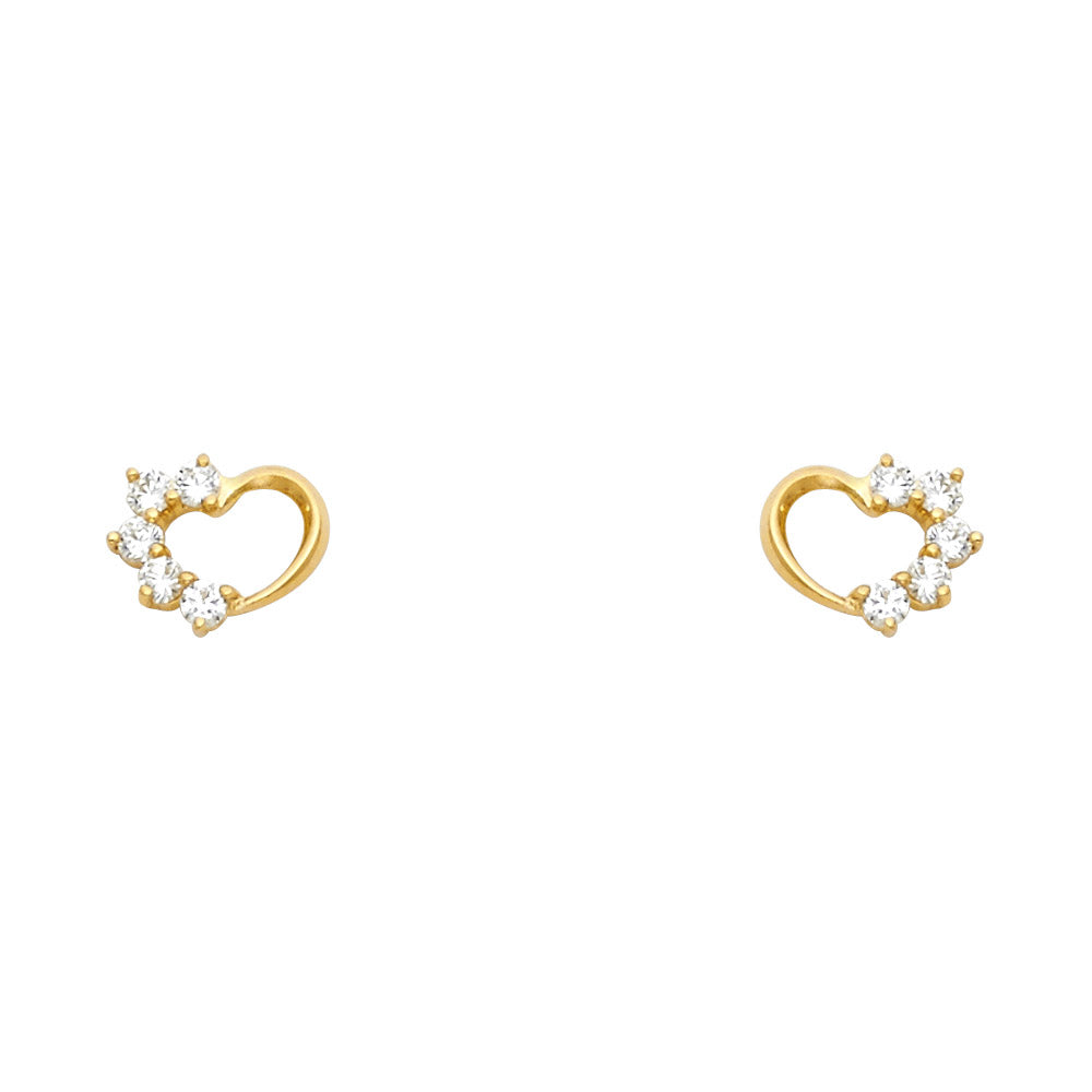14K Yellow Gold Stud Earring & Solitaire Jewelry - ST317