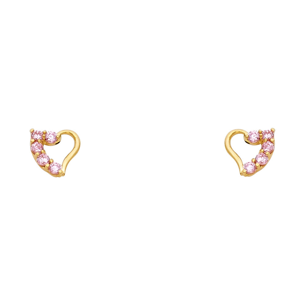 14K Yellow Gold Stud Earring & Solitaire Jewelry - ST319