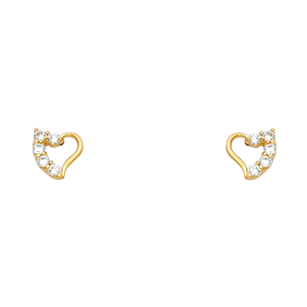 14K Yellow Gold Stud Earring & Solitaire Jewelry - ST320