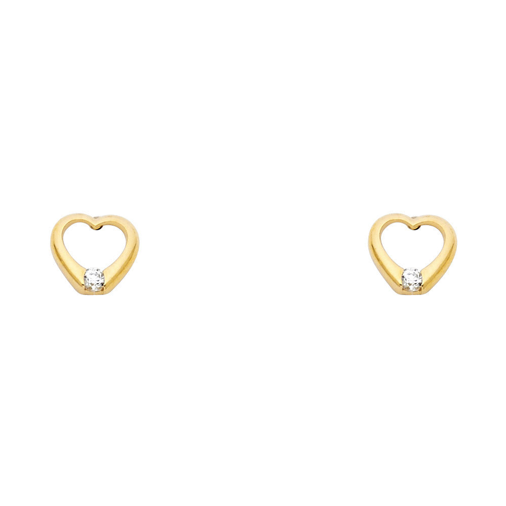 14K Yellow Gold Stud Earring & Solitaire Jewelry - ST321