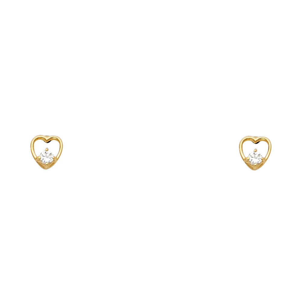 14K Yellow Gold Stud Earring & Solitaire Jewelry - ST325