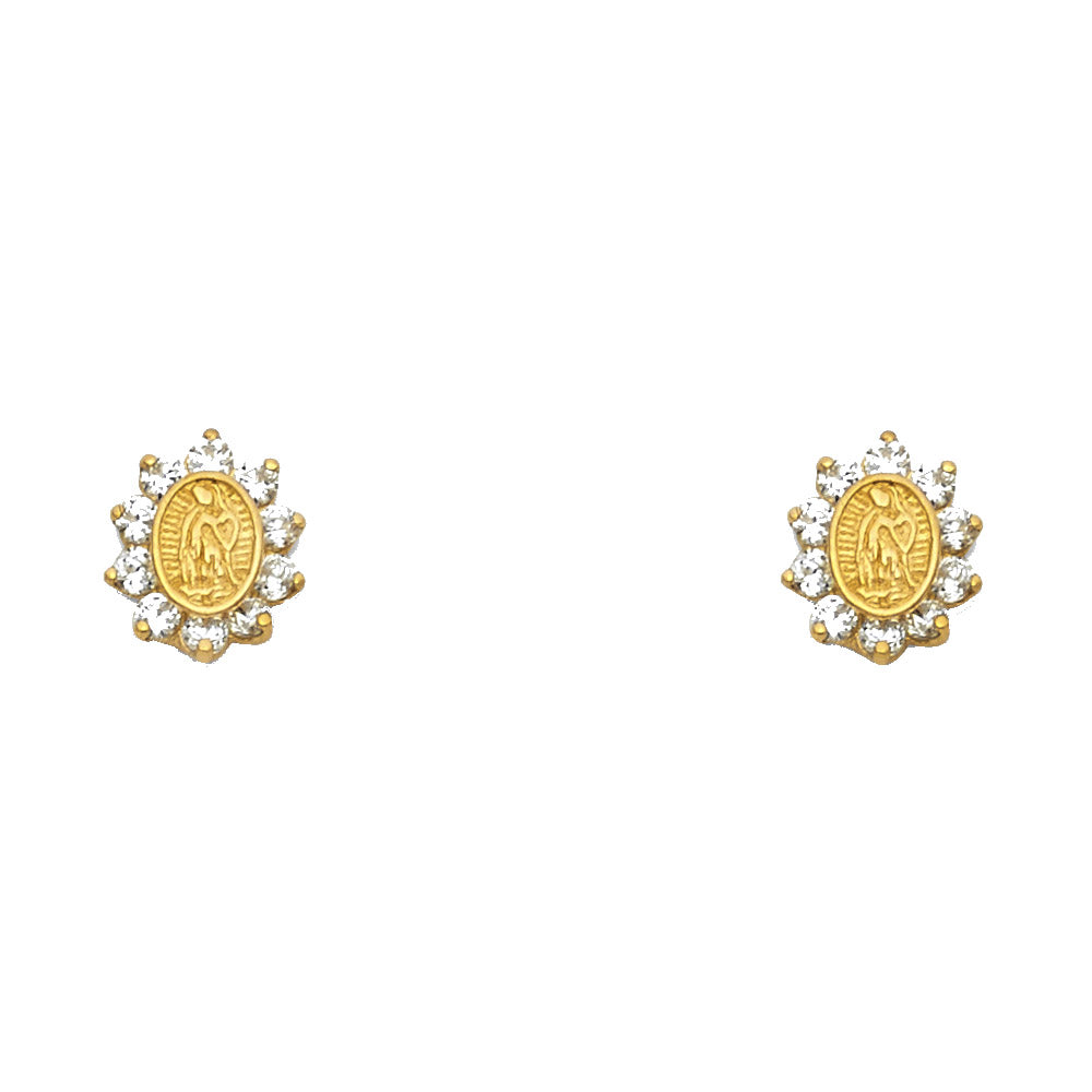 14K Yellow Gold Stud Earring & Solitaire Jewelry - ST333