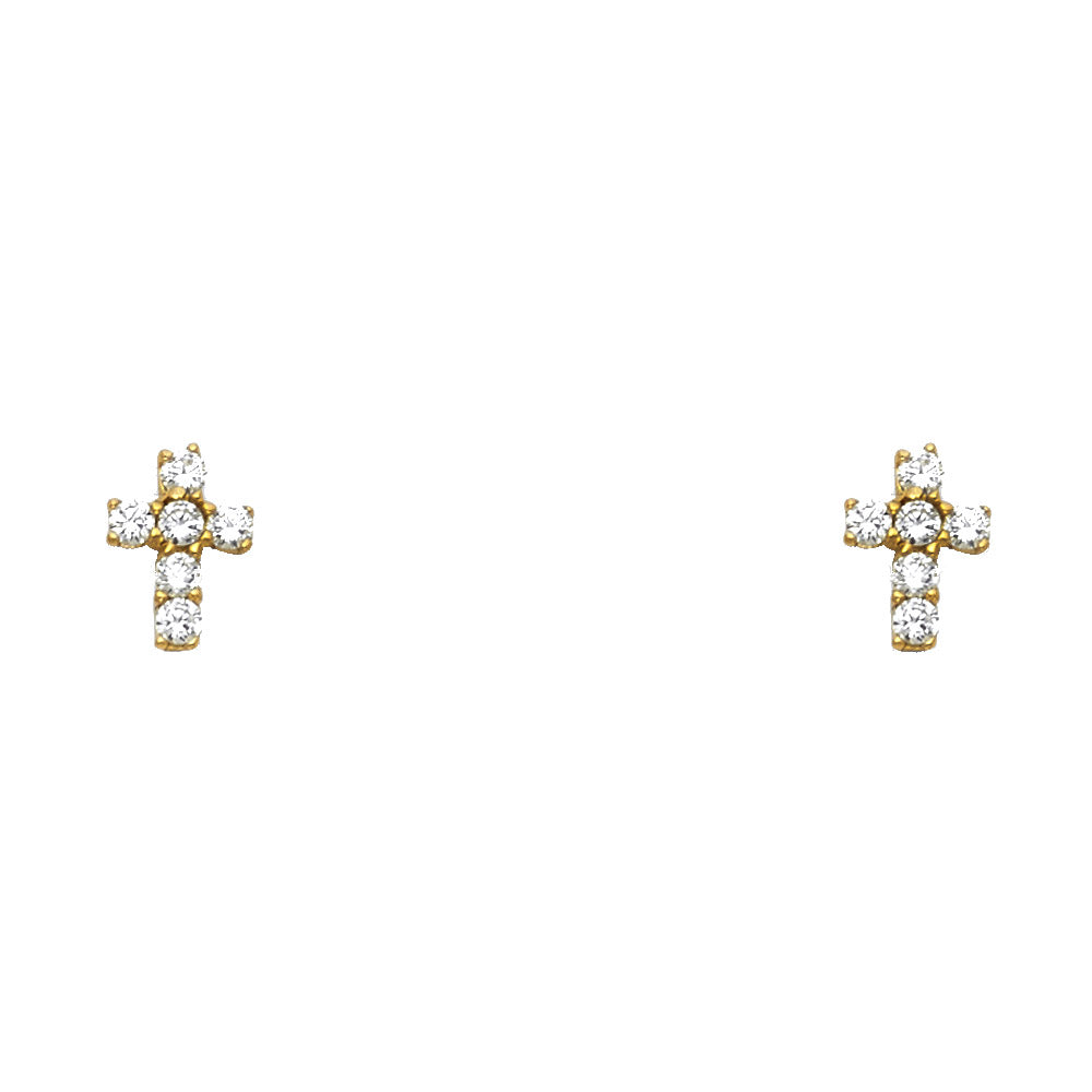 14K Yellow Gold Stud Earring & Solitaire Jewelry - ST339