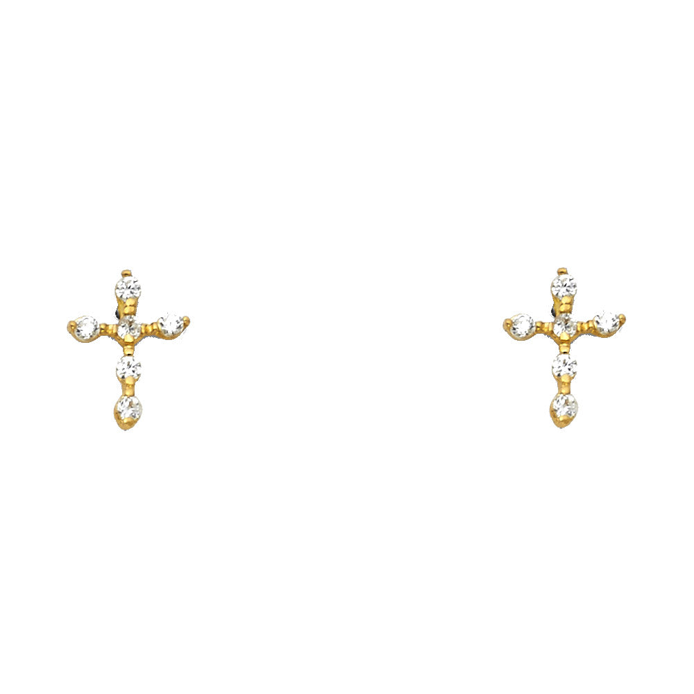 14K Yellow Gold Stud Earring & Solitaire Jewelry - ST340