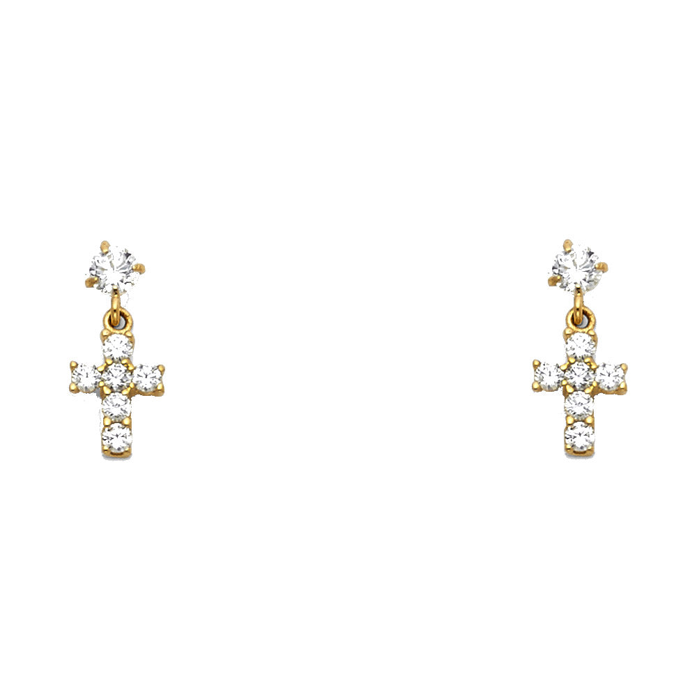 14K Yellow Gold Stud Earring & Solitaire Jewelry - ST341