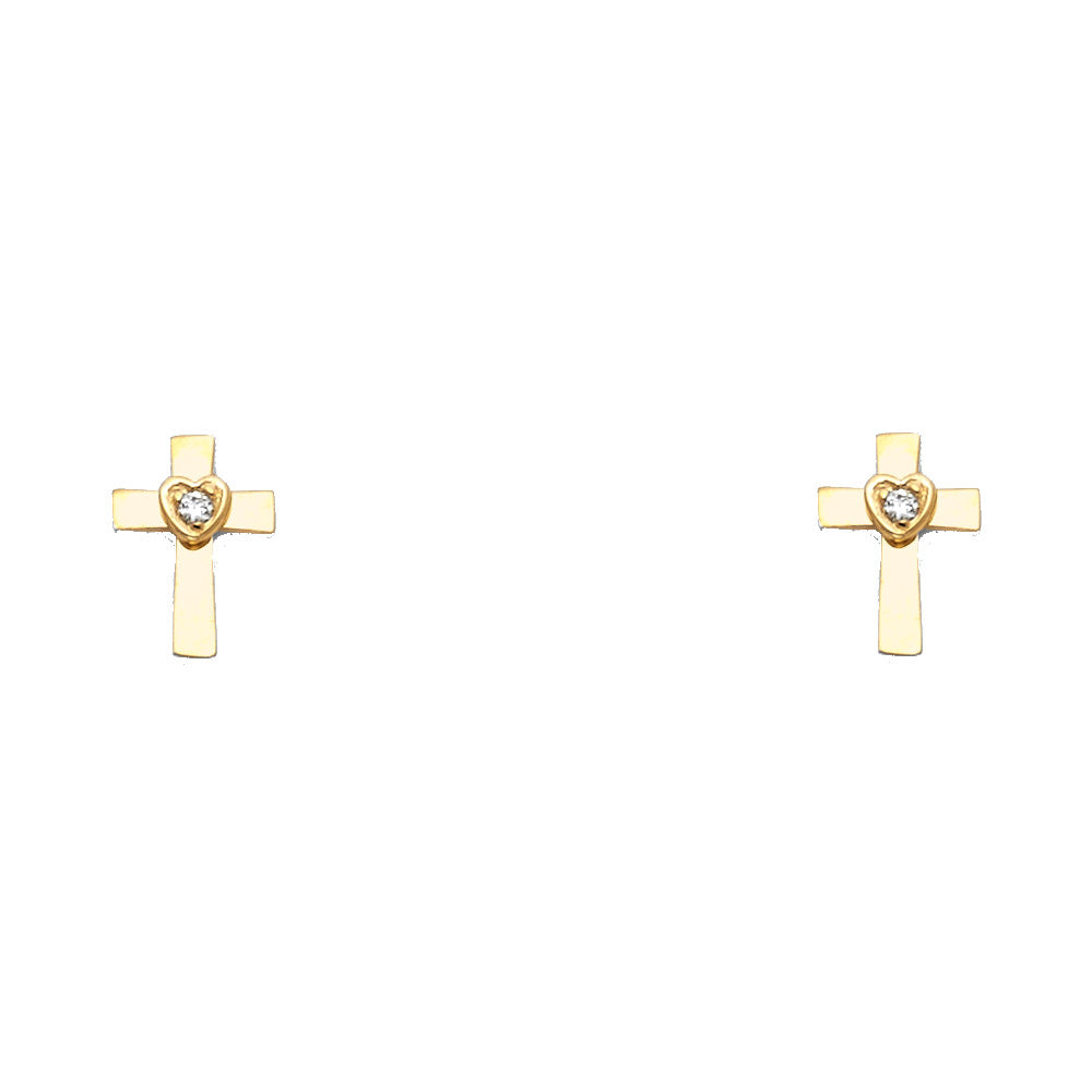 14K Yellow Gold Stud Earring & Solitaire Jewelry - ST343