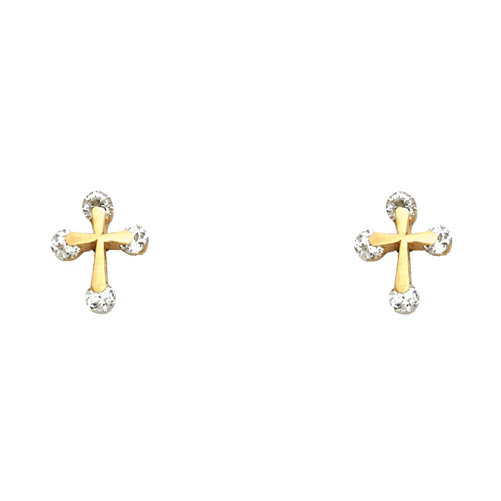 14K Yellow Gold Stud Earring & Solitaire Jewelry - ST344