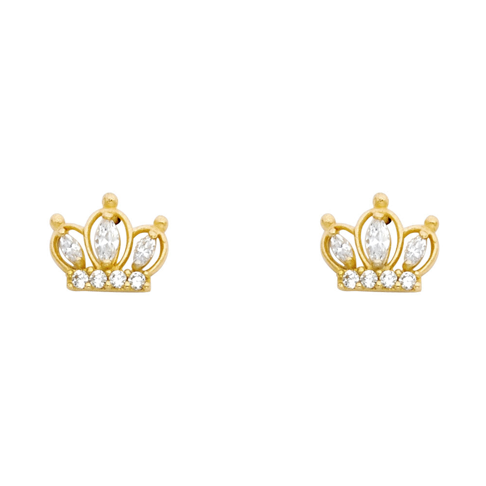 14K Yellow Gold Stud Earring & Solitaire Jewelry - ST352