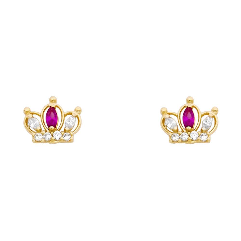 14K Yellow Gold Stud Earring & Solitaire Jewelry - ST353