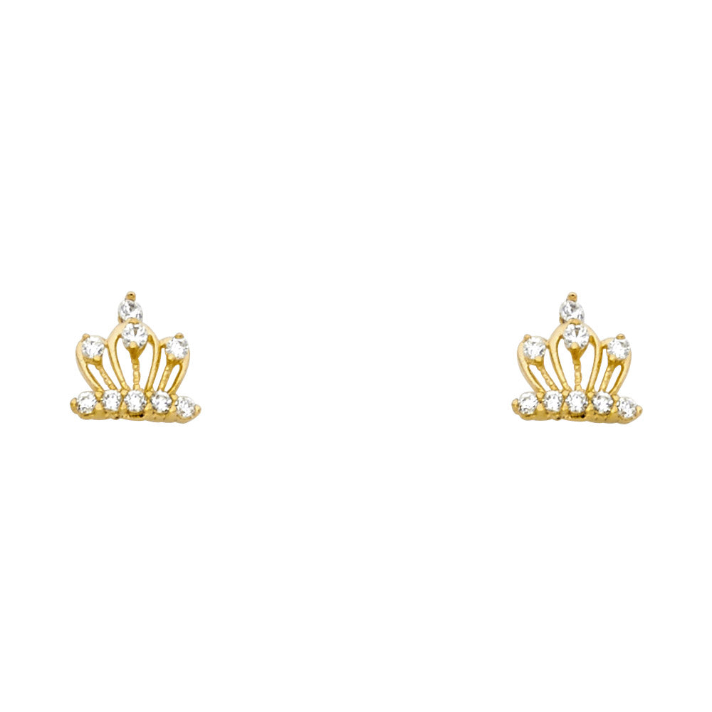 14K Yellow Gold Stud Earring & Solitaire Jewelry - ST354