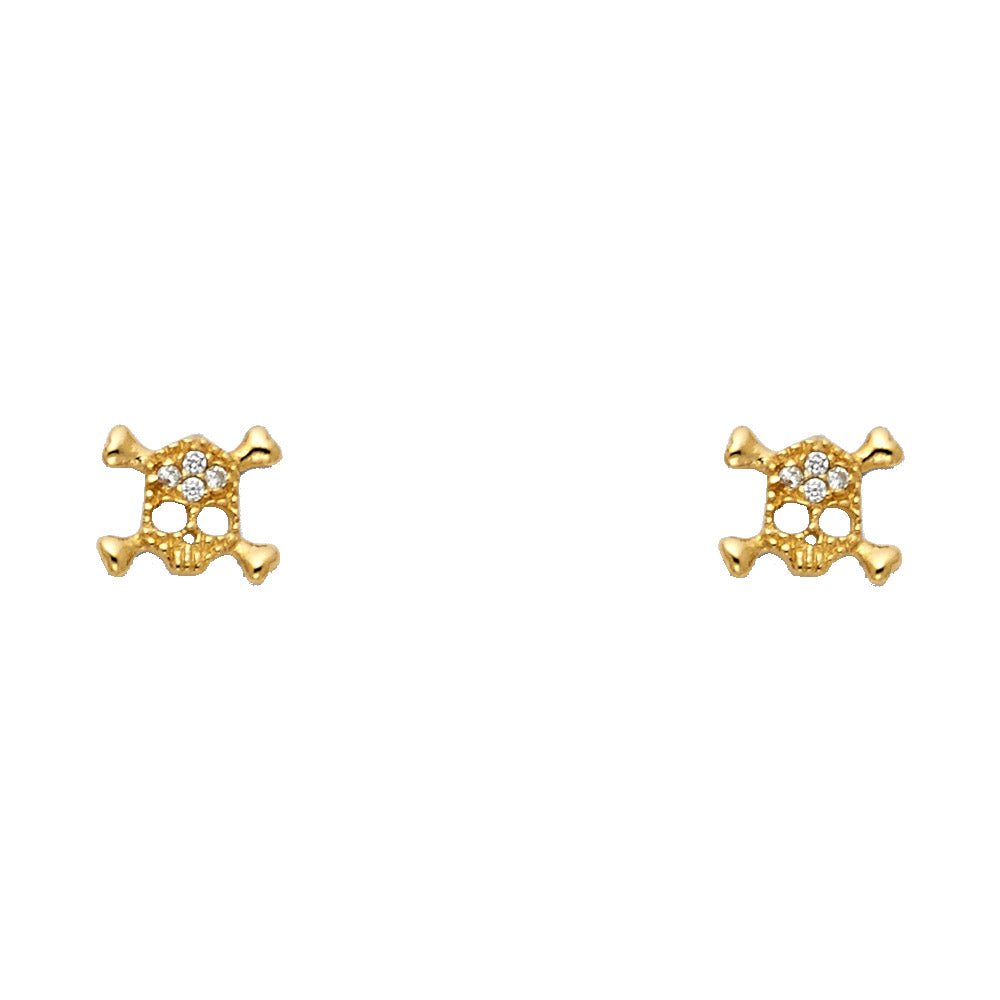 14K Yellow Gold Stud Earring & Solitaire Jewelry - ST356