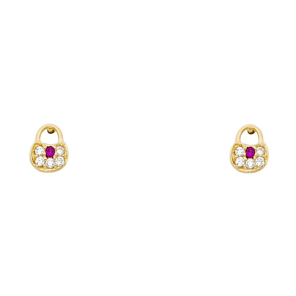 14K Yellow Gold Stud Earring & Solitaire Jewelry - ST367