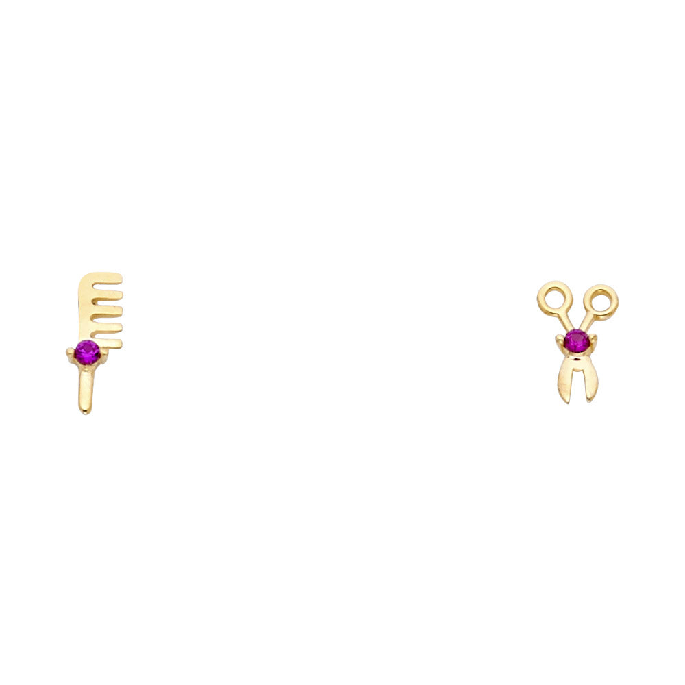 14K Yellow Gold Stud Earring & Solitaire Jewelry - ST369