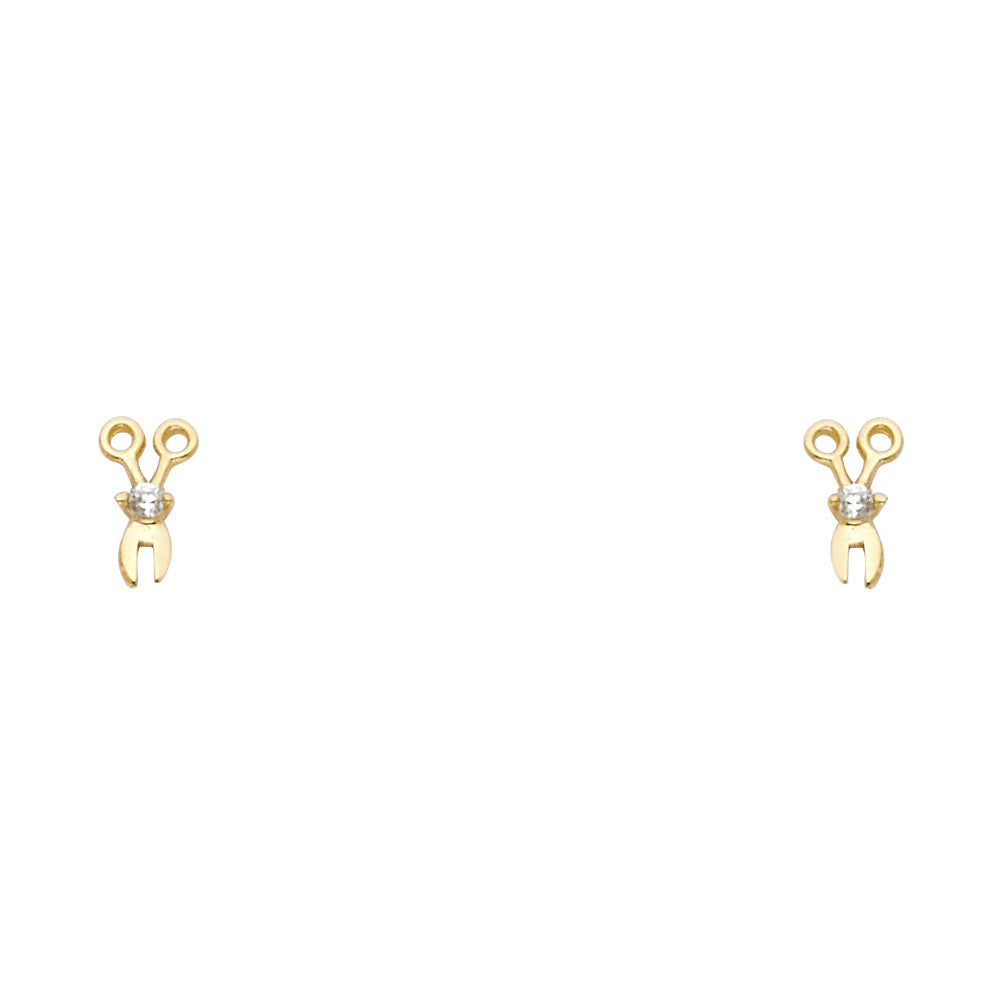 14K Yellow Gold Stud Earring & Solitaire Jewelry - ST370