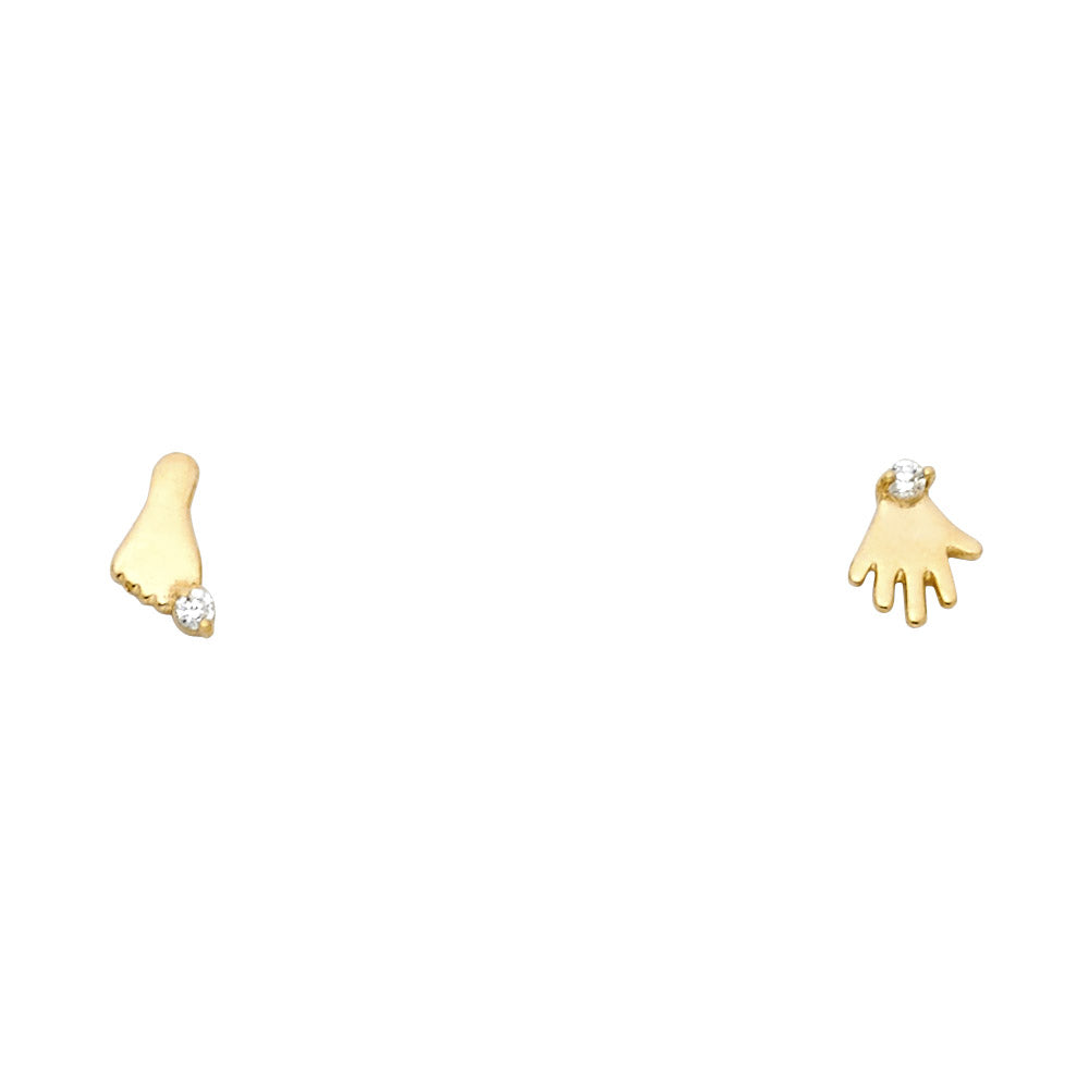 14K Yellow Gold Stud Earring & Solitaire Jewelry - ST372