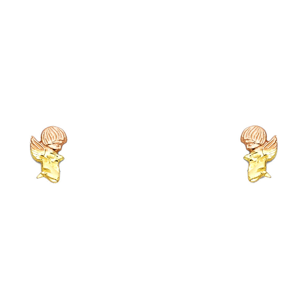 14K Yellow Gold Stud Earring & Solitaire Jewelry - ST418