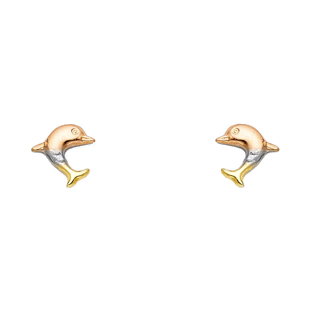 14K Yellow Gold Stud Earring & Solitaire Jewelry - ST424