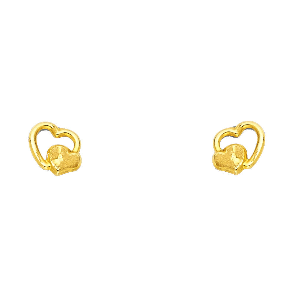 14K Yellow Gold Stud Earring & Solitaire Jewelry - ST433