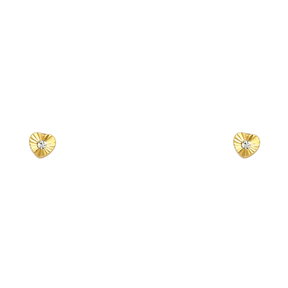 14K Yellow Gold Stud Earring & Solitaire Jewelry - ST444