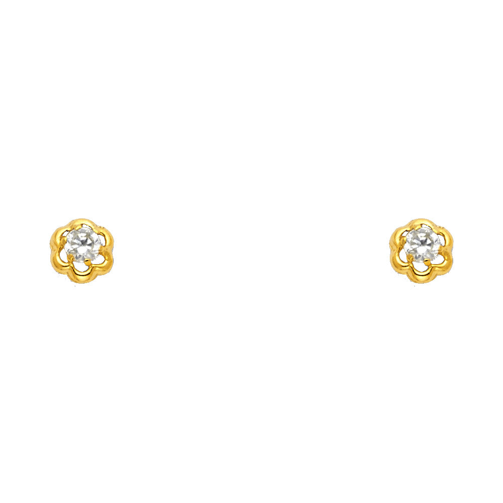 14K Yellow Gold Stud Earring & Solitaire Jewelry - ST489