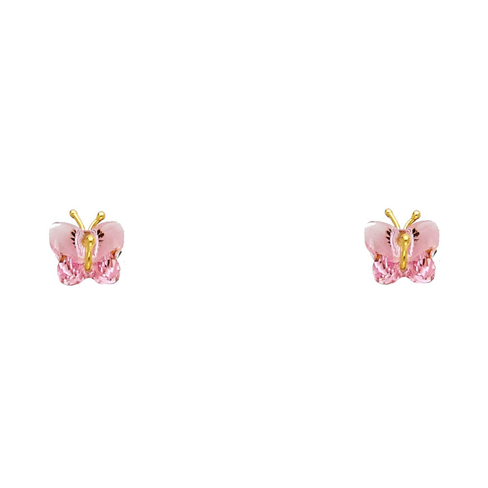 14K Yellow Gold Stud Earring & Solitaire Jewelry - ST497
