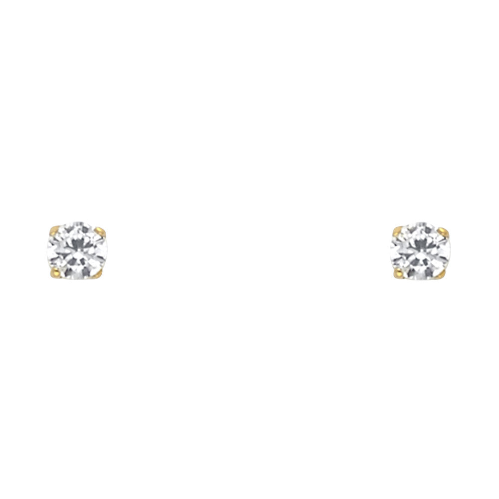 14K Yellow Gold Stud Earring & Solitaire Jewelry 2mm - ST523 - Image 4