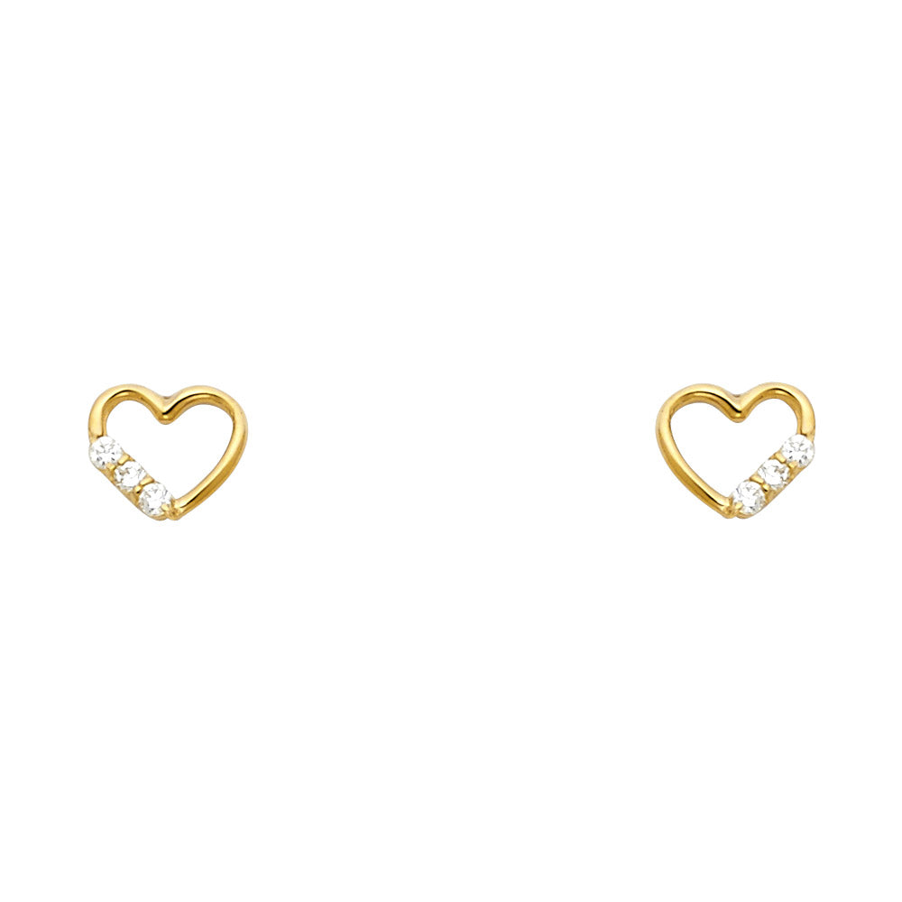 14K Yellow Gold Stud Earring & Solitaire Jewelry - ST536