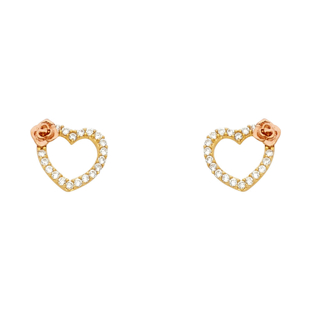 14K Yellow Gold Stud Earring & Solitaire Jewelry - ST540