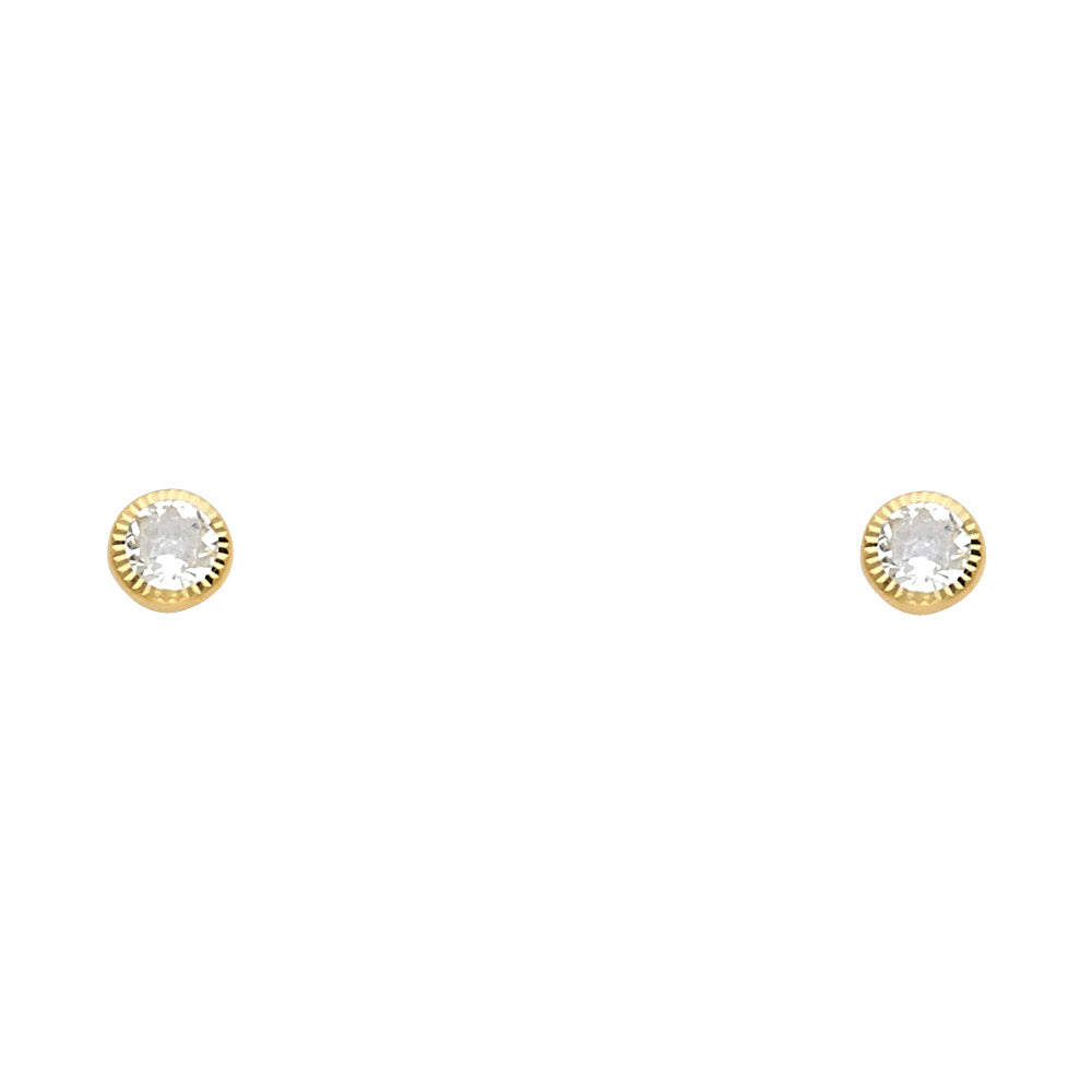 14K Yellow Gold Stud Earring & Solitaire Jewelry - ST578