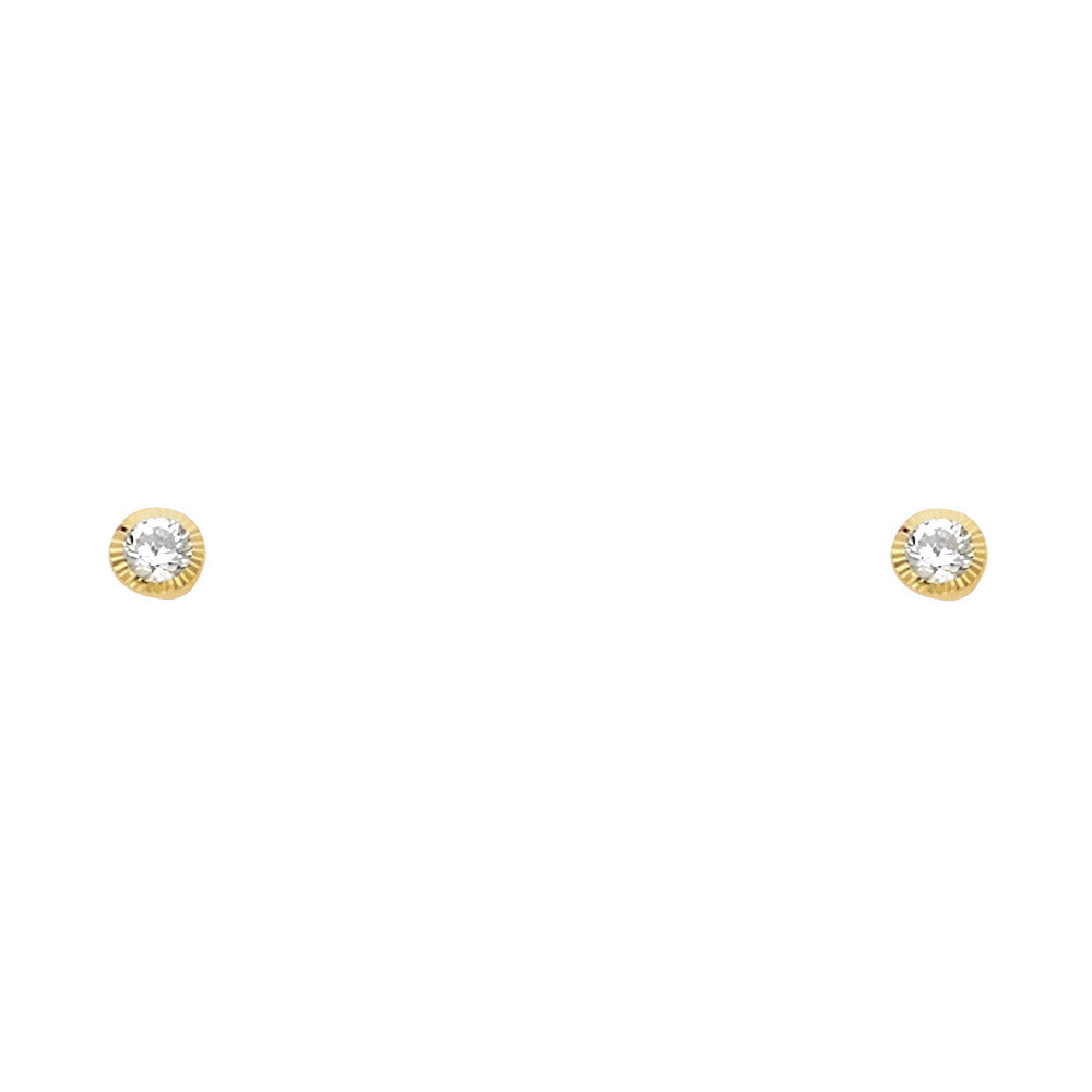 14K Yellow Gold Stud Earring & Solitaire Jewelry - ST579