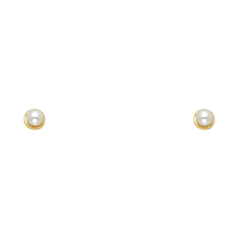 14K Yellow Gold Stud Earring & Solitaire Jewelry 6mm - ST583