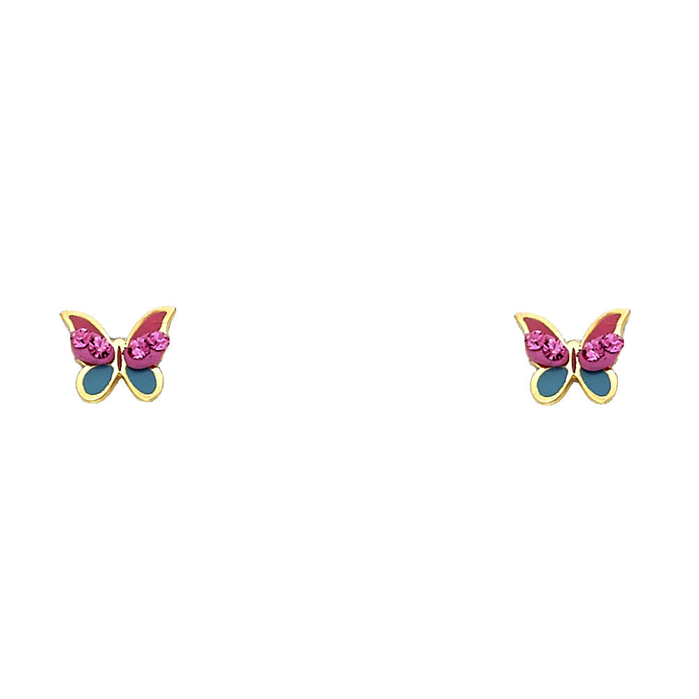 14K Yellow Gold Stud Earring & Solitaire Jewelry - ST589